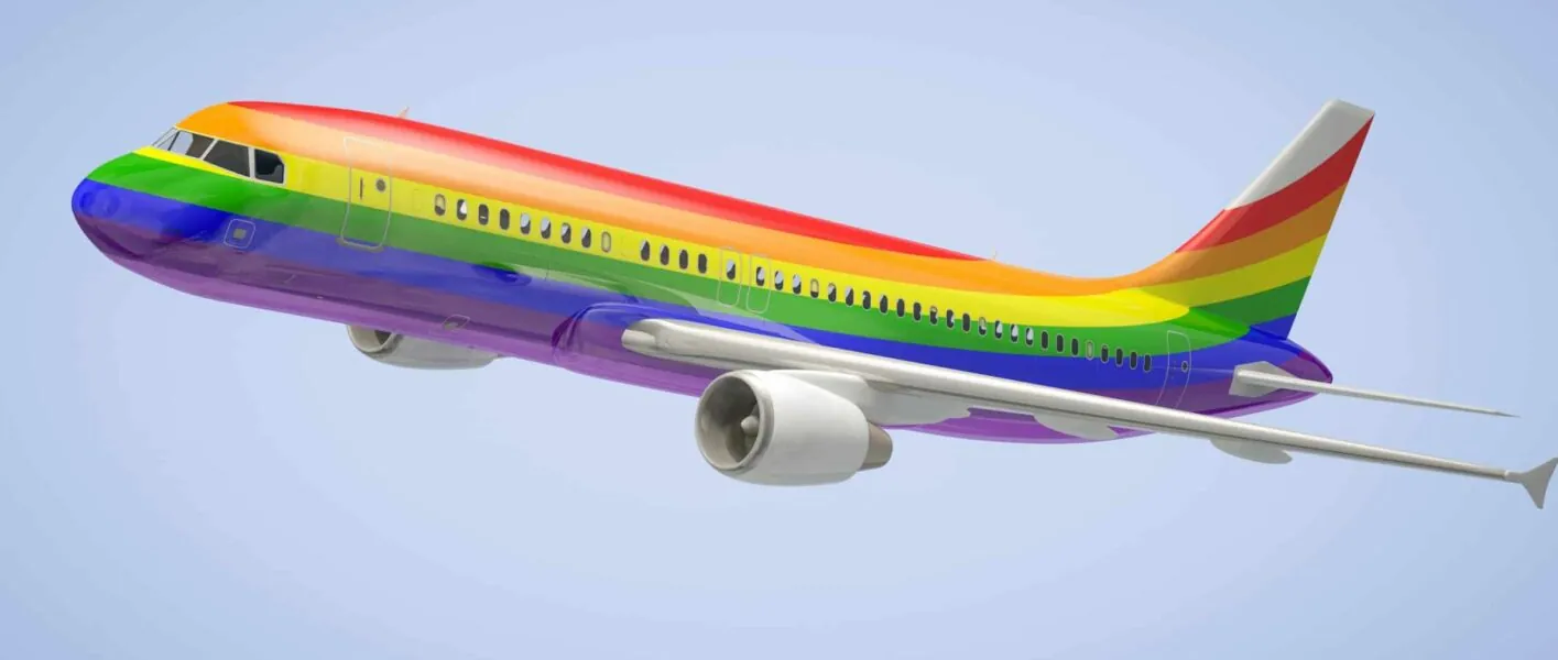 מטוס צבוע בצבעי גאווה